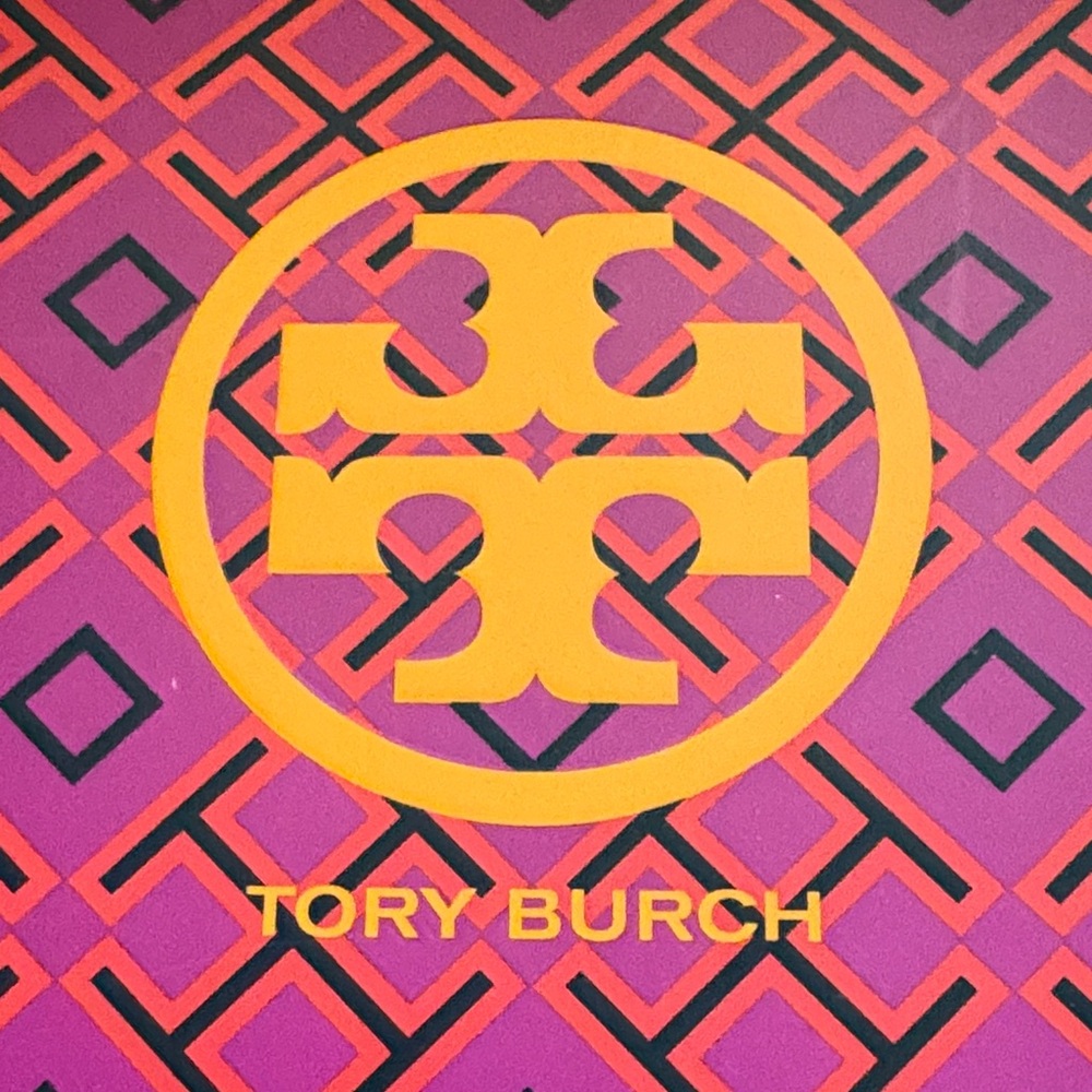 Tory Burch Dark Port Purple Quilted Minnie Travel Nappa Leather Flats Gold Logo - Picture 2 of 10
